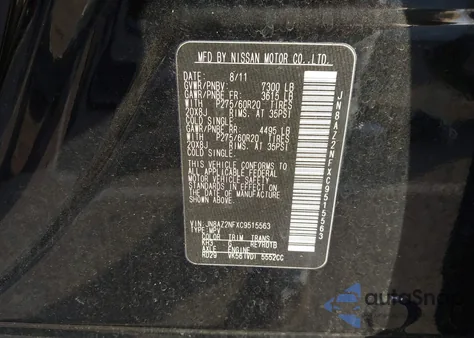 2012 Infiniti Qx56 from USA, damaged, VIN JN8AZ2NFXC9515563